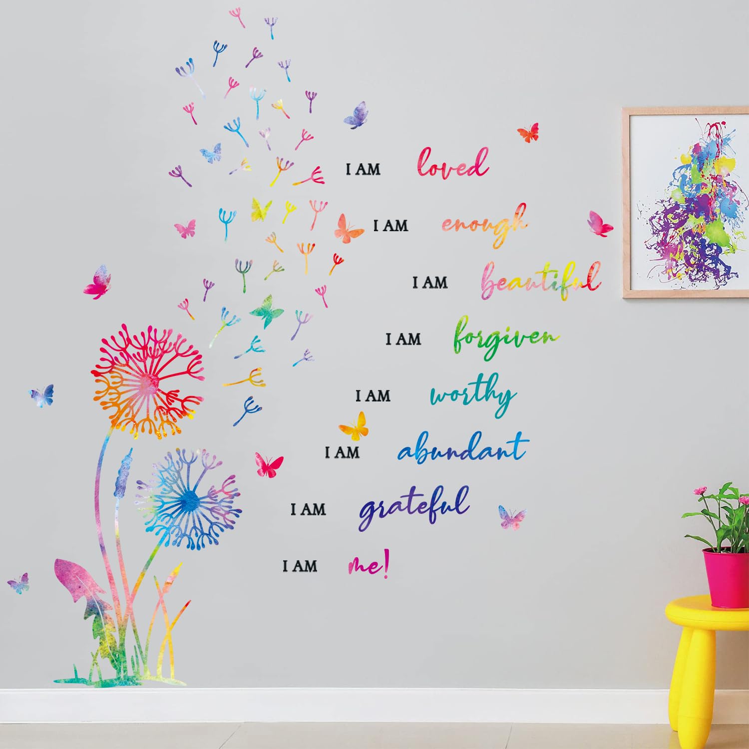 HLNIUC peel-and-stick wall decals with butterflies stay secure and reusable.