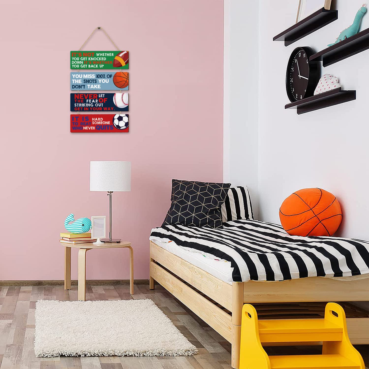 HLNIUC wall decor arrangement showcases durable wooden signs for bedrooms and playrooms
