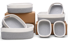 HLWDFLZ basket set in white and gray for nursery storage.