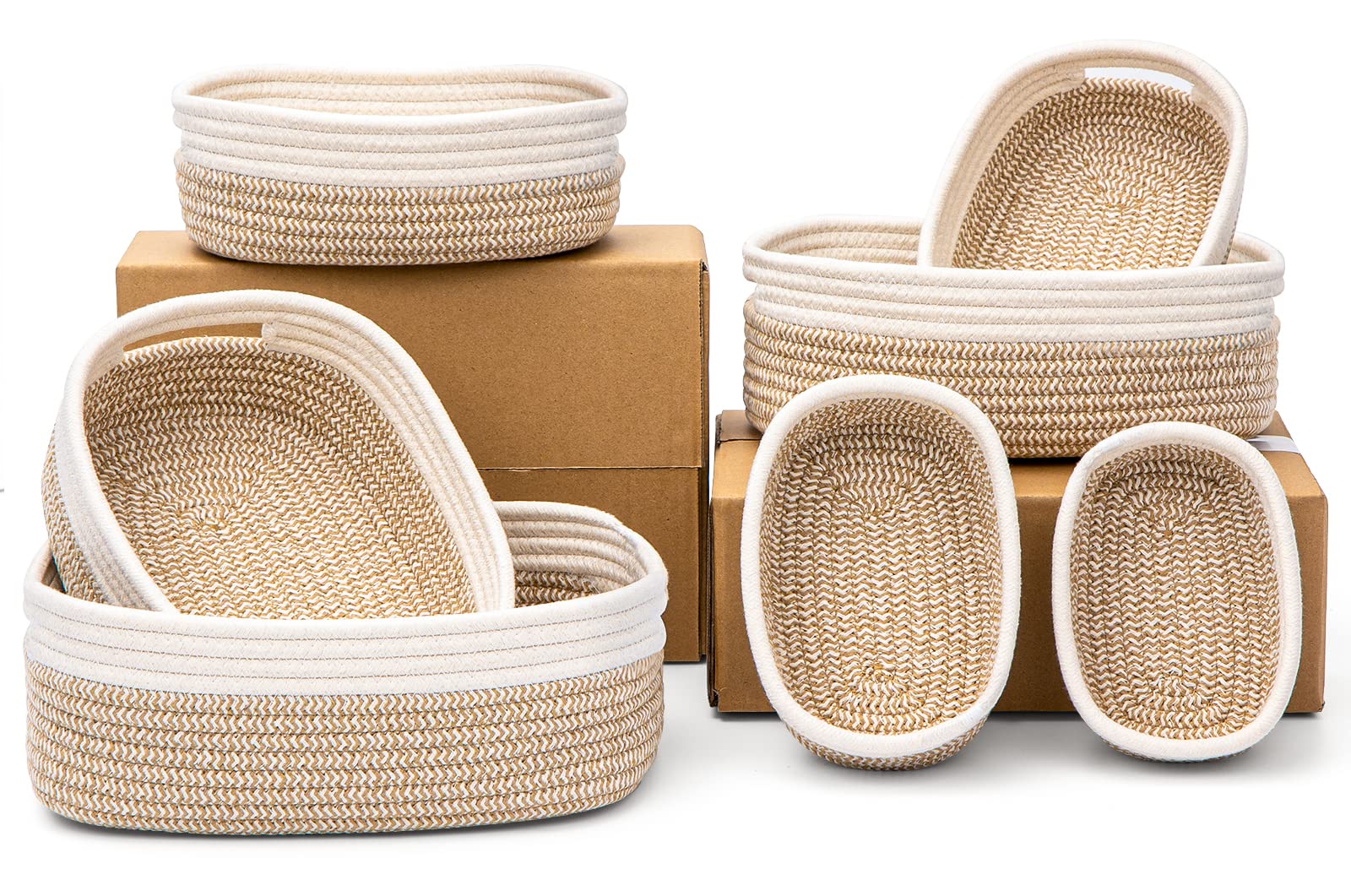 HLWDFLZ 7-piece basket set flat-pack design for quick setup and space-saving storage.
