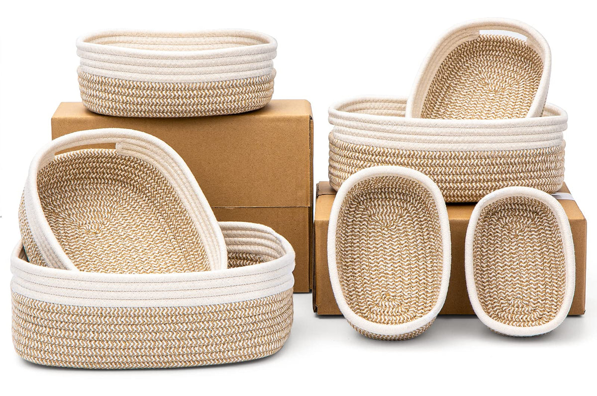 HLWDFLZ 7-piece basket set flat-pack design for quick setup and space-saving storage.