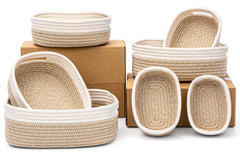 HLWDFLZ 7-piece basket set flat-pack design for quick setup and space-saving storage.