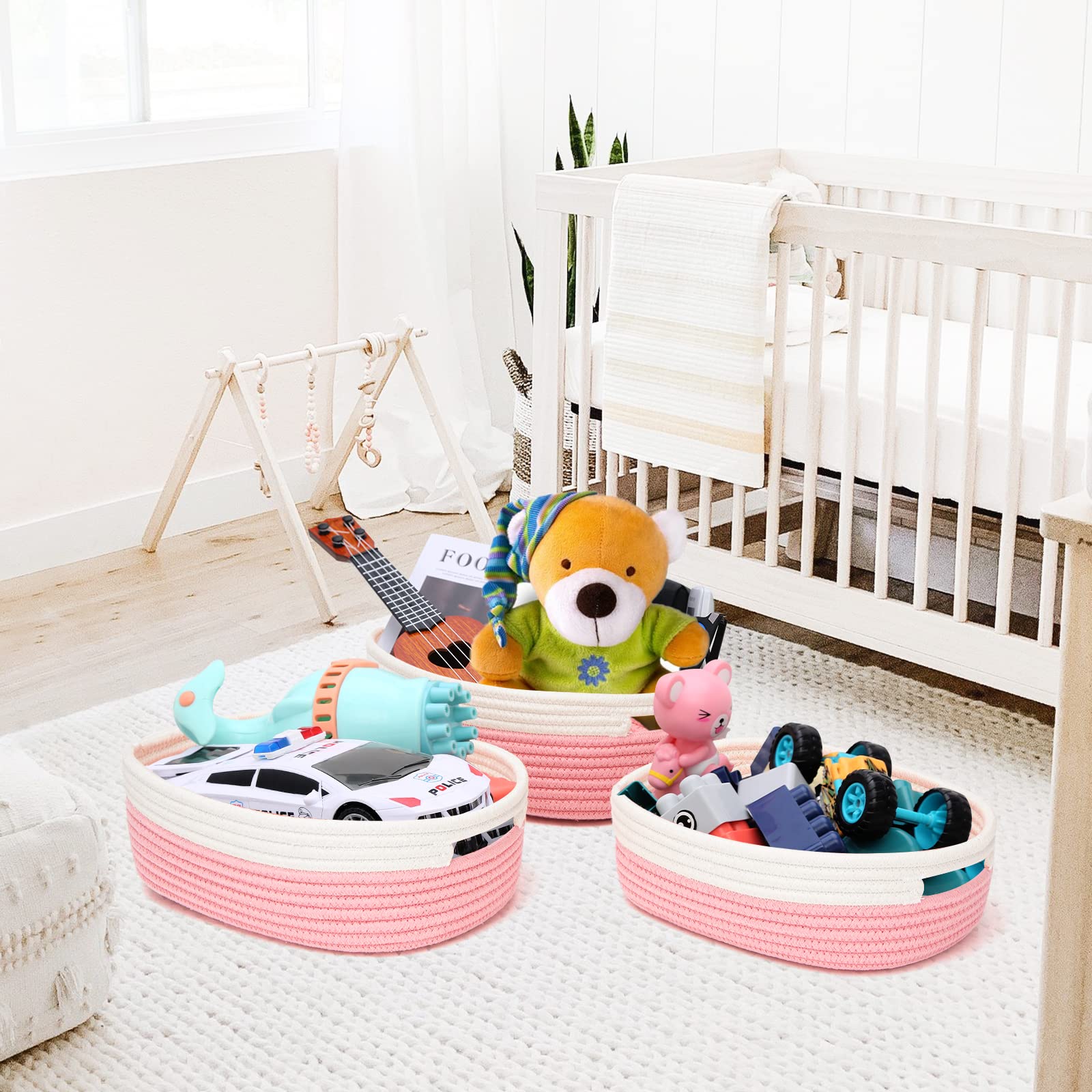 HLWDFLZ decorative basket set enhances nursery aesthetics while remaining practical