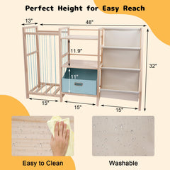 HMAZAE stuffed animal storage 3-tier sling shelf highlights kid-friendly accessibility for easy toy reach