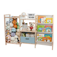 HMAZAE stuffed animal storage bookshelf assembly demonstrates space-saving setup for tidy play areas