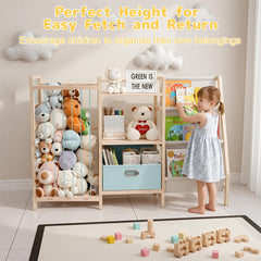 HMAZAE stuffed animal storage durable pine wood ensures sturdy, safe storage in nurseries