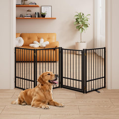 HMHTCT 4-panel folding dog gate with 360 hinges folds compactly.