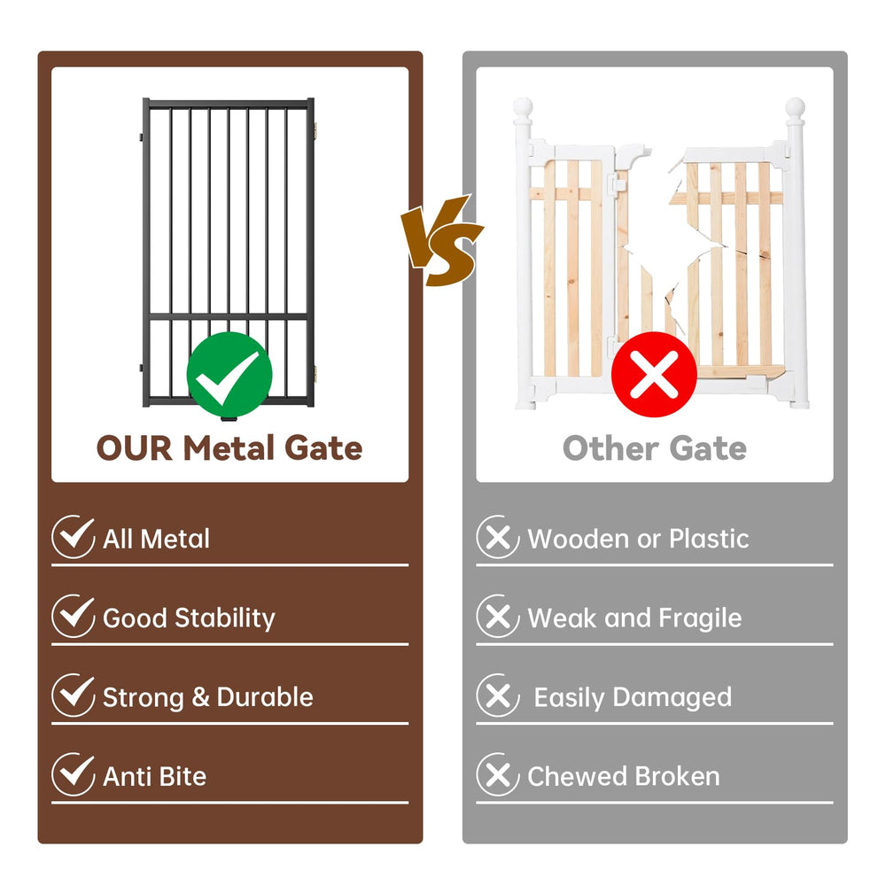 HMHTCT freestanding gate with support feet stabilizes on any floor.
