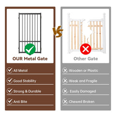 HMHTCT freestanding gate with support feet stabilizes on any floor.