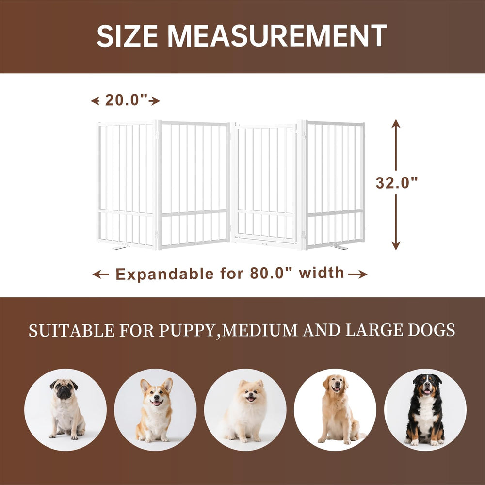 HMHTCT dog gate 6-panel with walk-through door enables easy home access