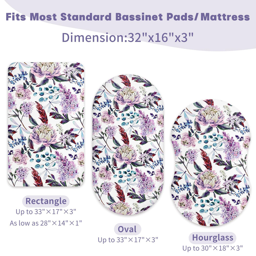 HNHUAMING purple-wisteria floral pattern on bassinet sheet enhances nursery decor.
