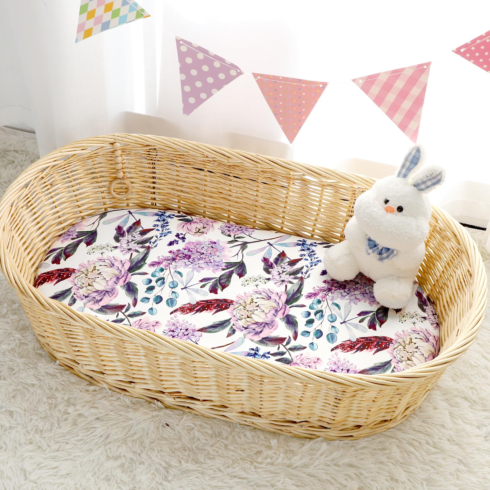 HNHUAMING gift-ready bassinet sheet set for gender-neutral nurseries.