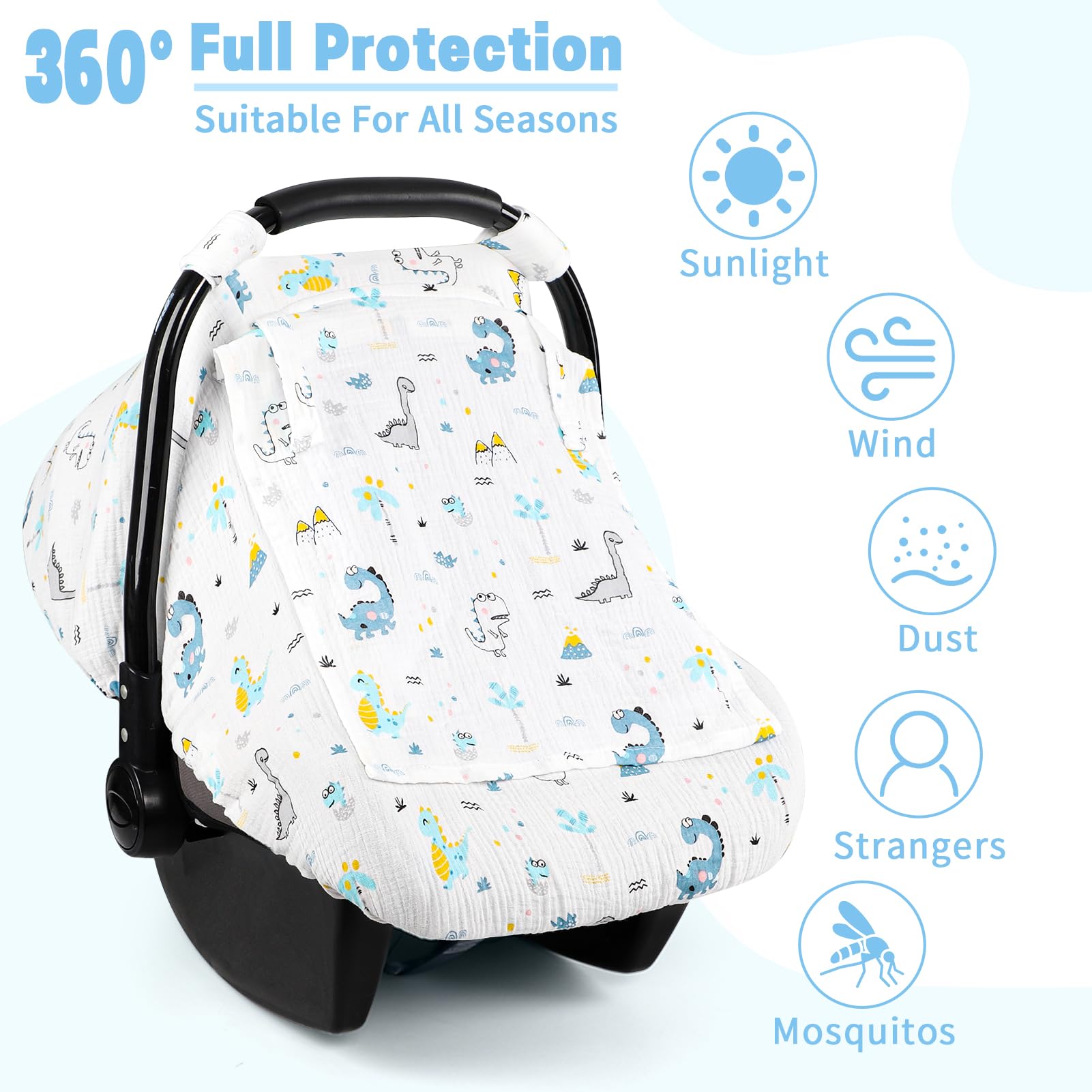 HNHUAMING breathable muslin fabric keeps baby cool on outings.