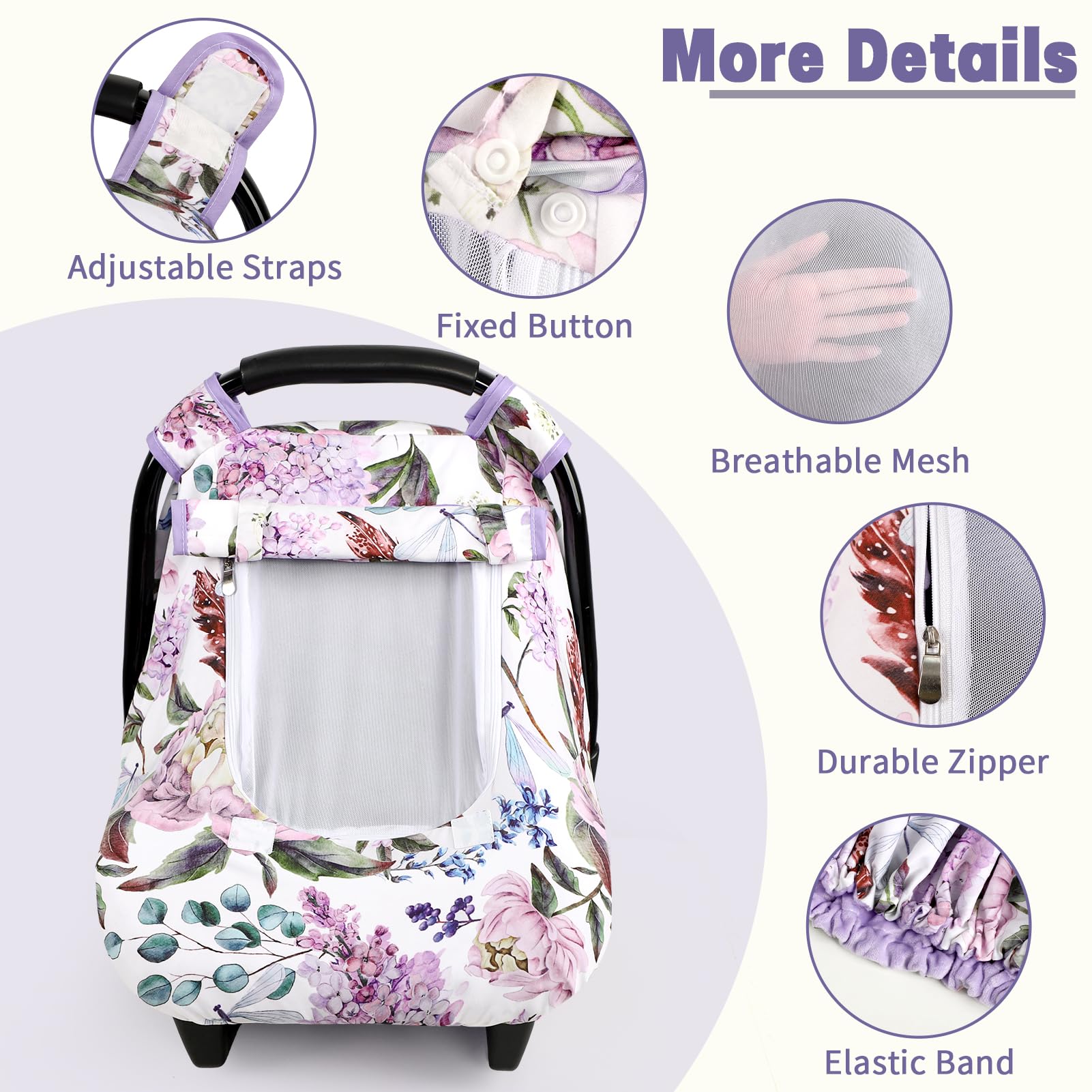 HNHUAMING car seat cover folds into a compact travel bag.