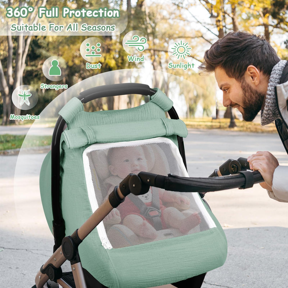 HNHUAMING easy-install stroller cover fits most seats and carriers.