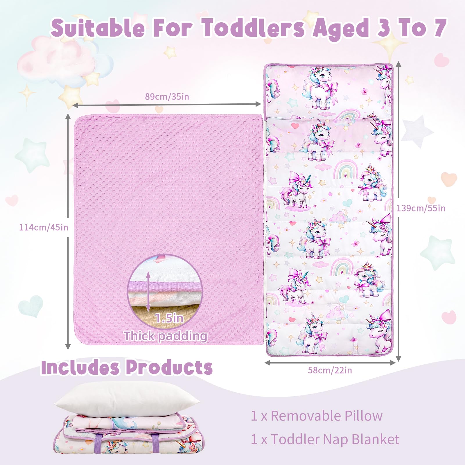 HNHUAMING nap mat zipper design makes blanket removal easy