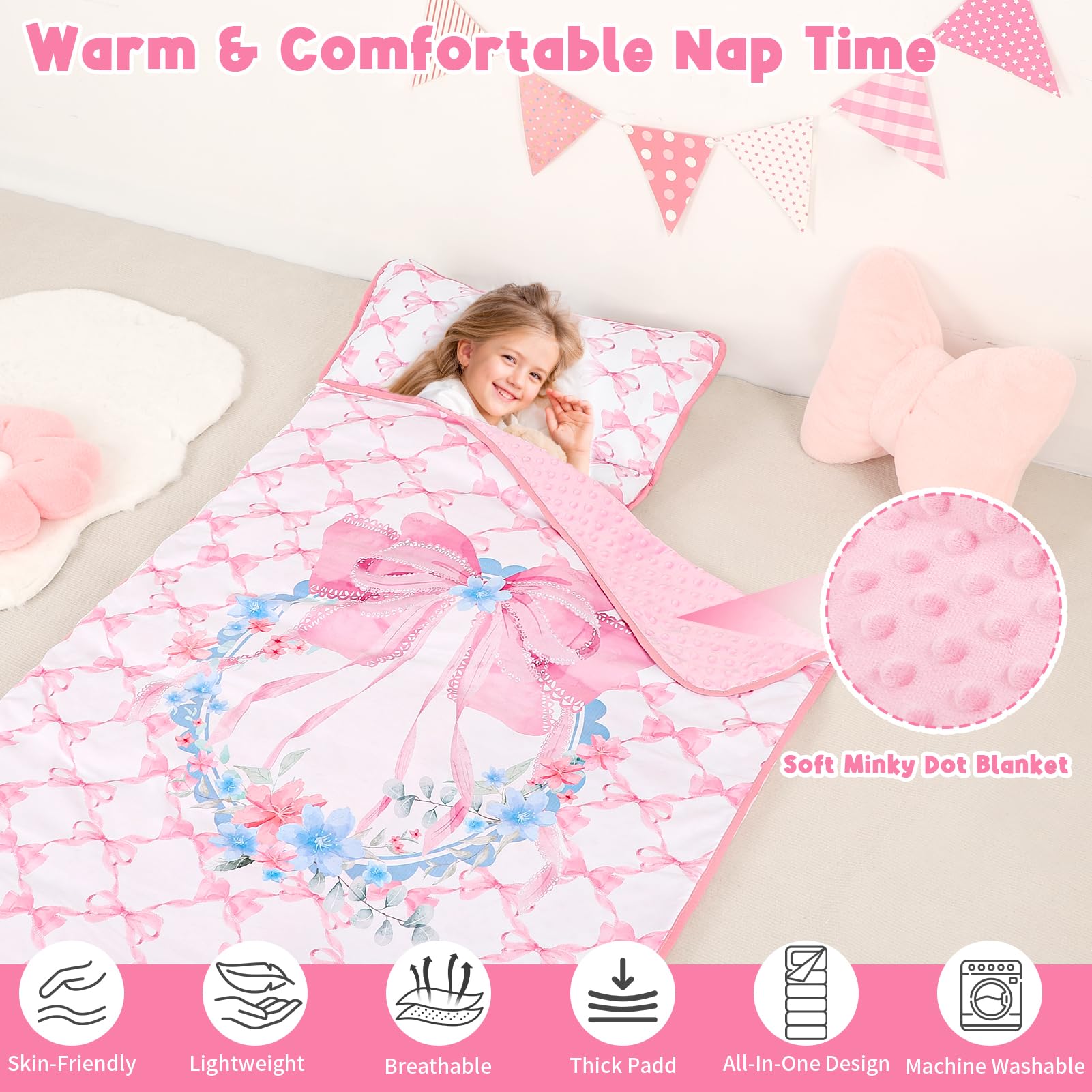 HNHUAMING nap mat removable pillow for quick cleanup after nap.
