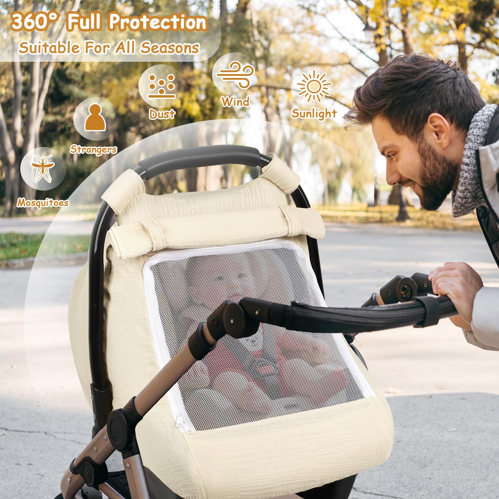 HNHUAMING baby stroller cover windproof design for outdoor protection.
