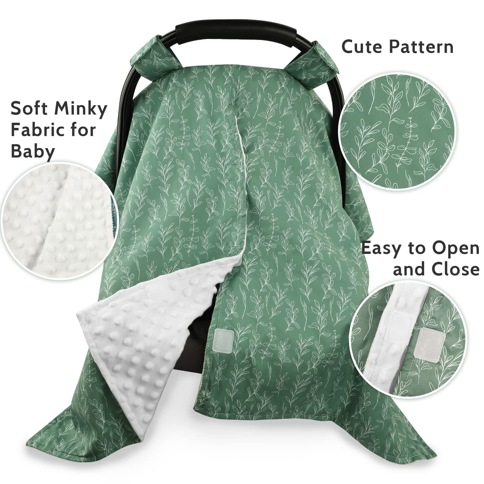 HNHUAMING baby car seat cover dotted backing provides cozy privacy during outings.
