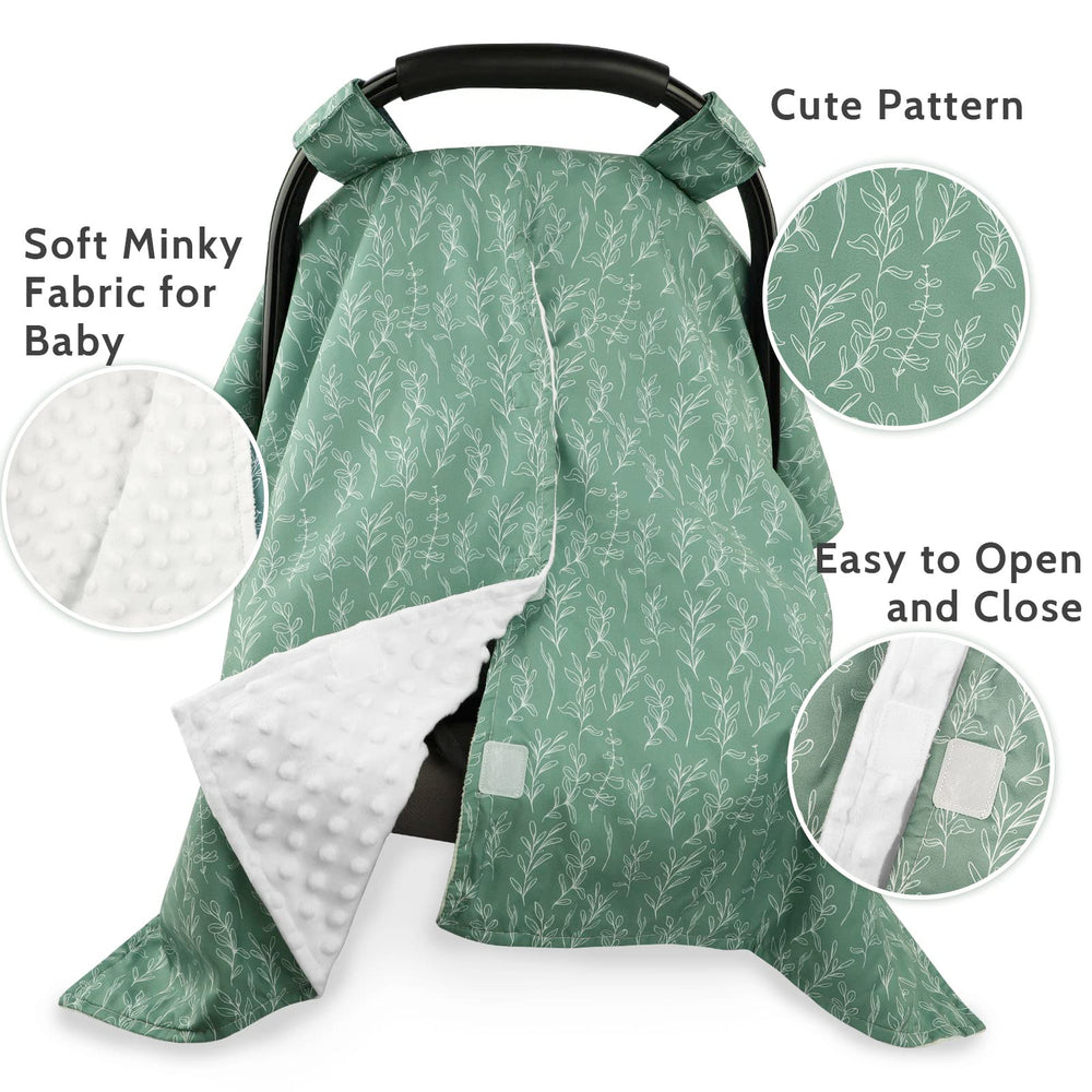 HNHUAMING baby car seat cover dotted backing provides cozy privacy during outings.