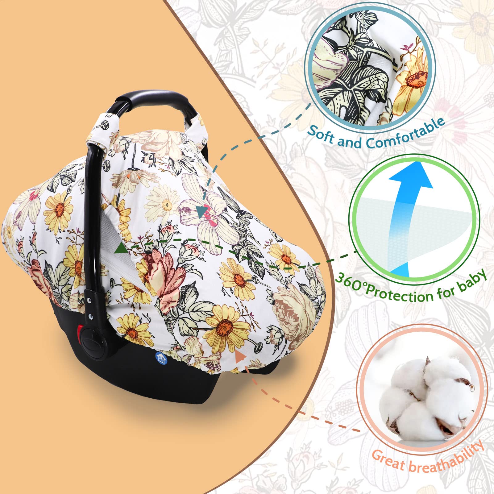 HNHUAMING baby carrier cover breathable mesh supports airflow for baby comfort.