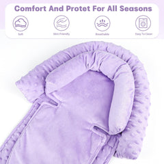 HNHUAMING baby head and body cushion purple provides neck and body stability during travel.