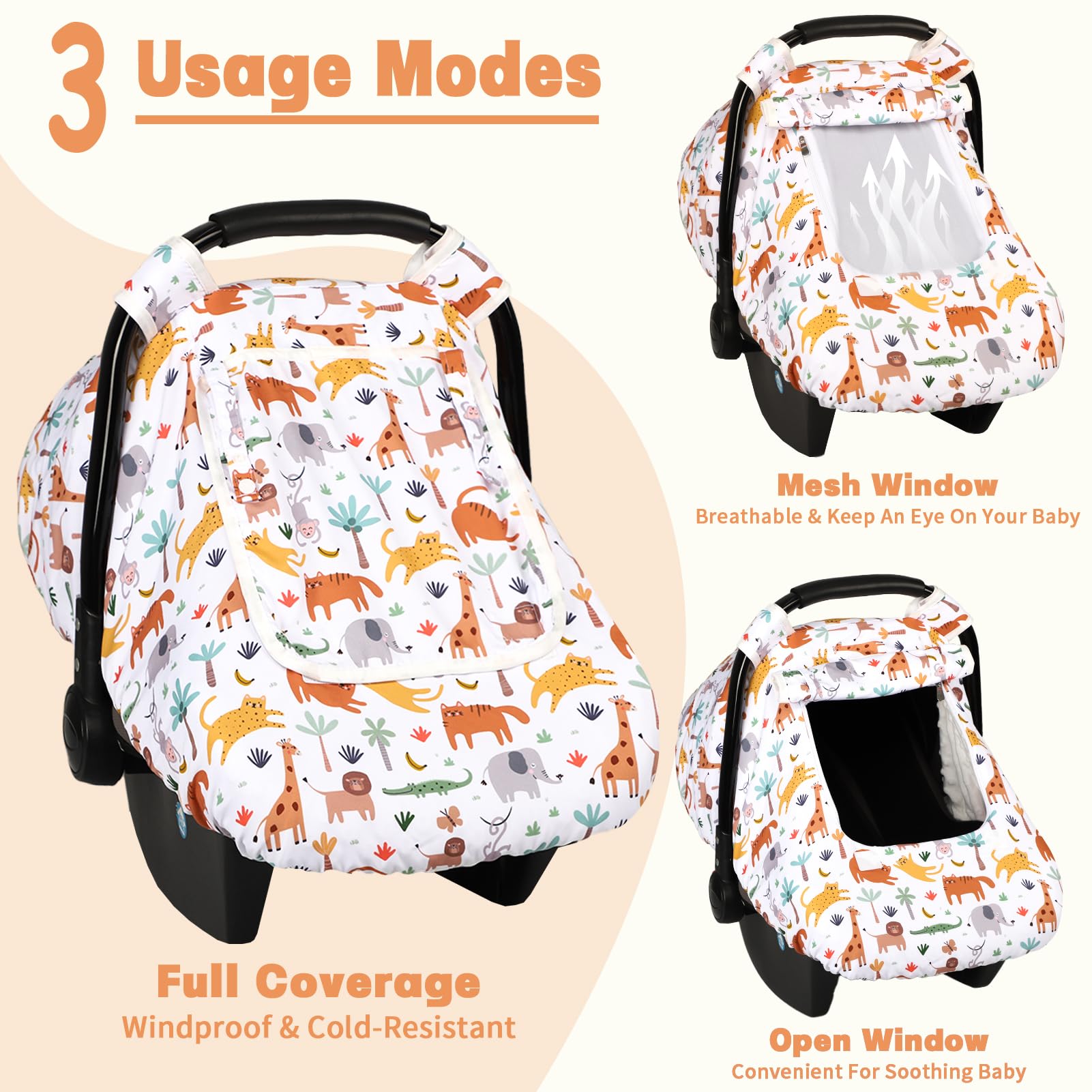 HNHUAMING car seat cover easy install with adjustable straps and secure buttons.
