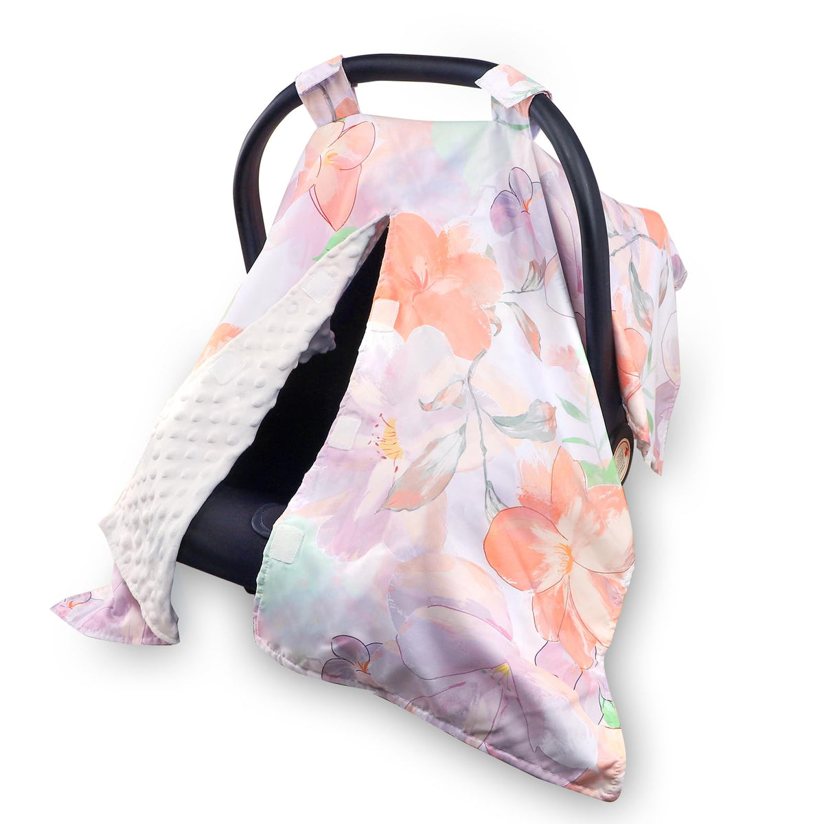 HNHUAMING car seat cover in purple floral provides sun shade and breathable baby comfort