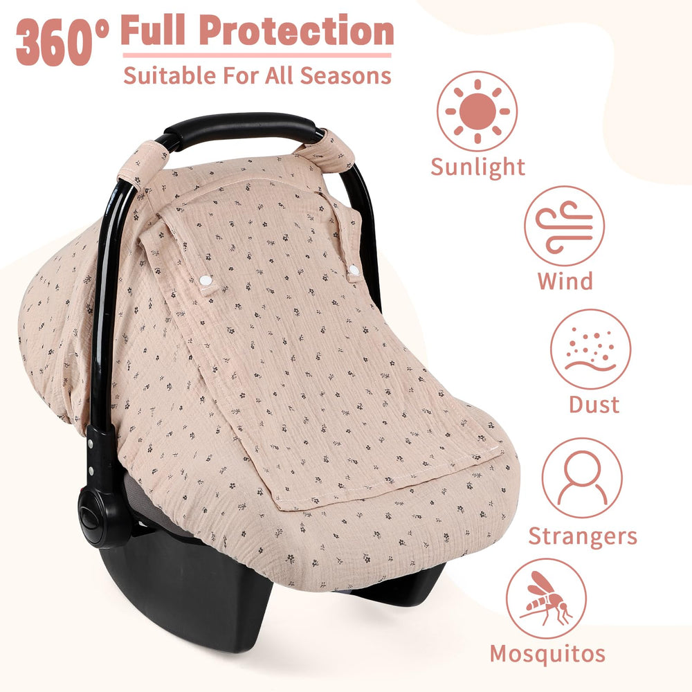 HNHUAMING car seat cover with zippered mesh window for ventilation and bug protection.