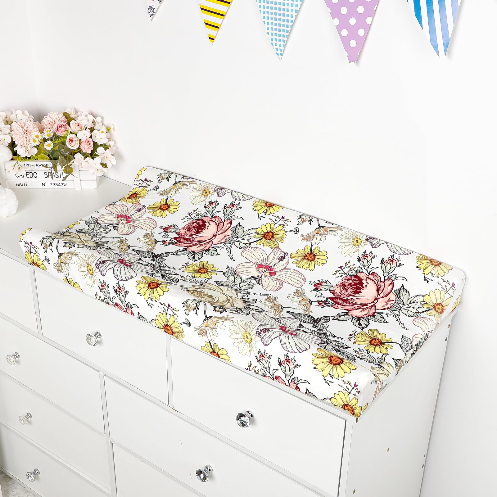 HNHUAMING changing pad cover machine washable keeps nursery tidy