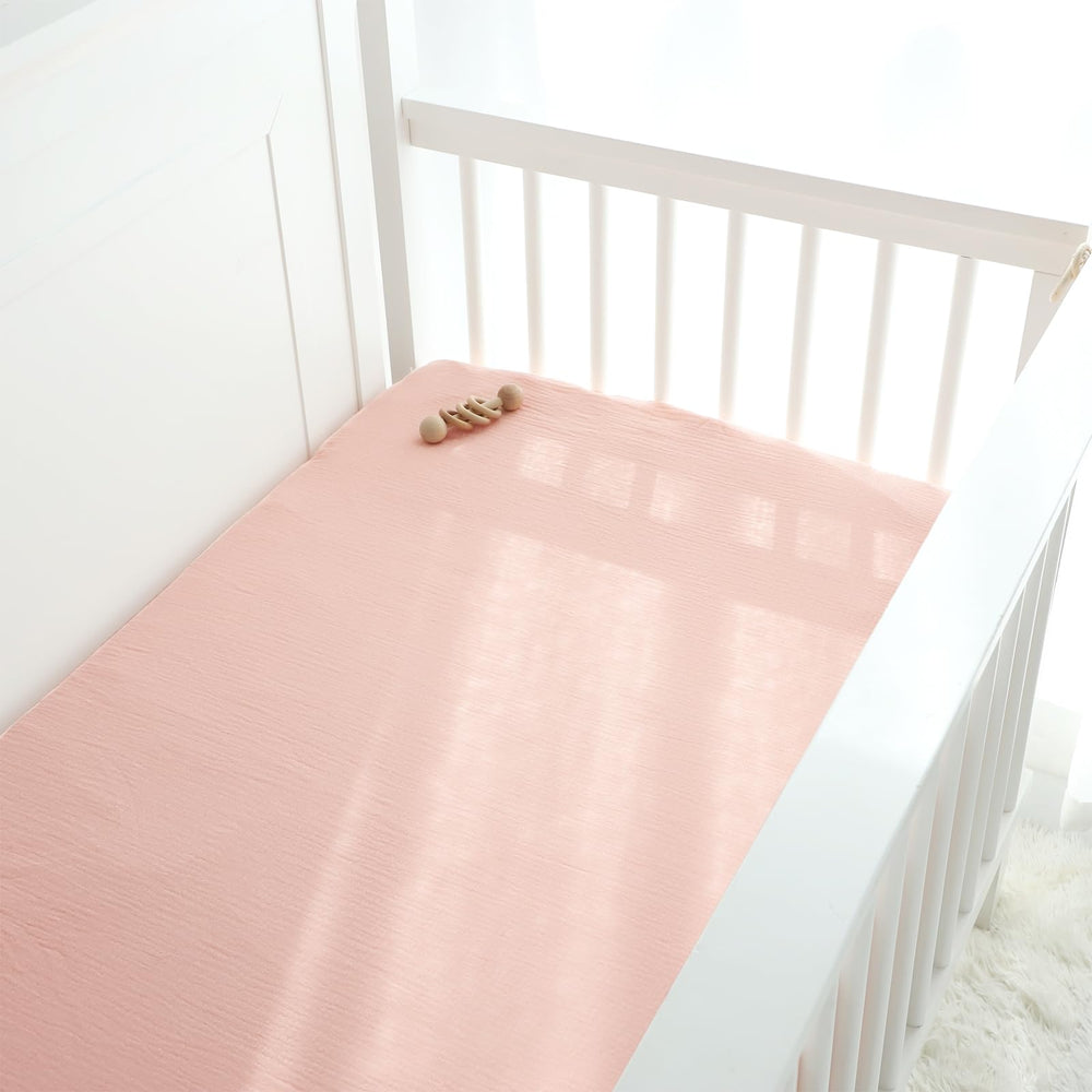 HNHUAMING crib sheet on mattress showcases secure fit and tidy nap area