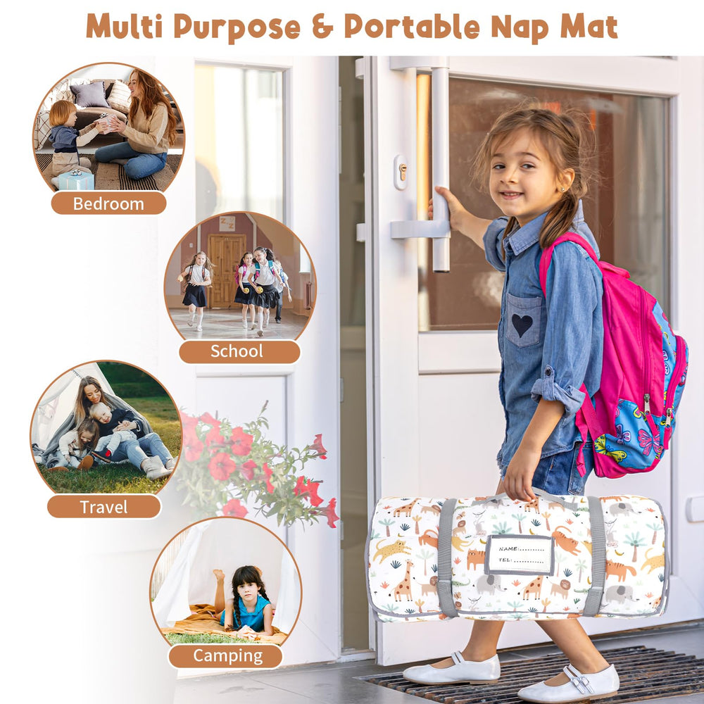HNHUAMING Extra-large 23x51 mat size supports growing toddlers at nap time.