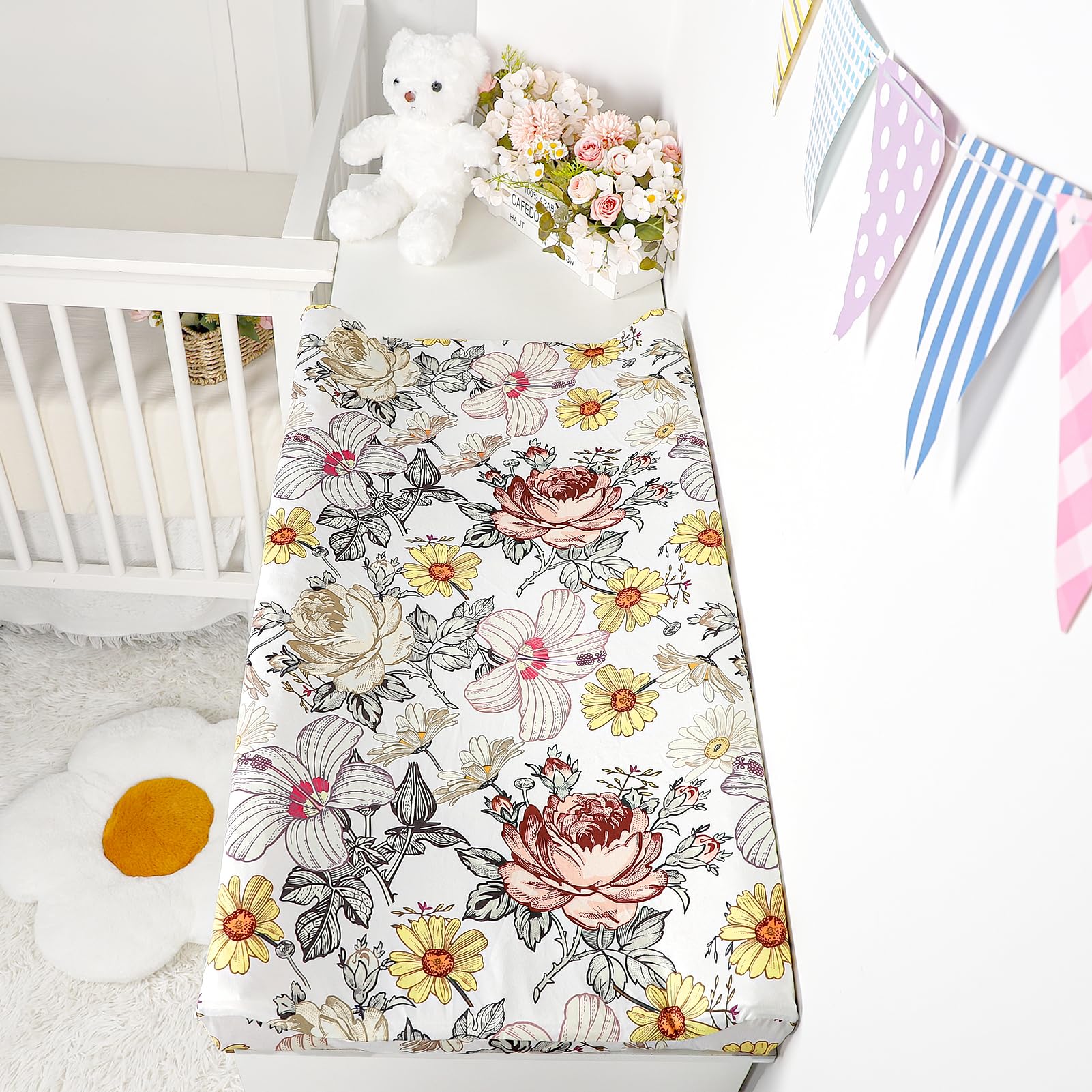 HNHUAMING floral changing pad cover durable edges for long-lasting use