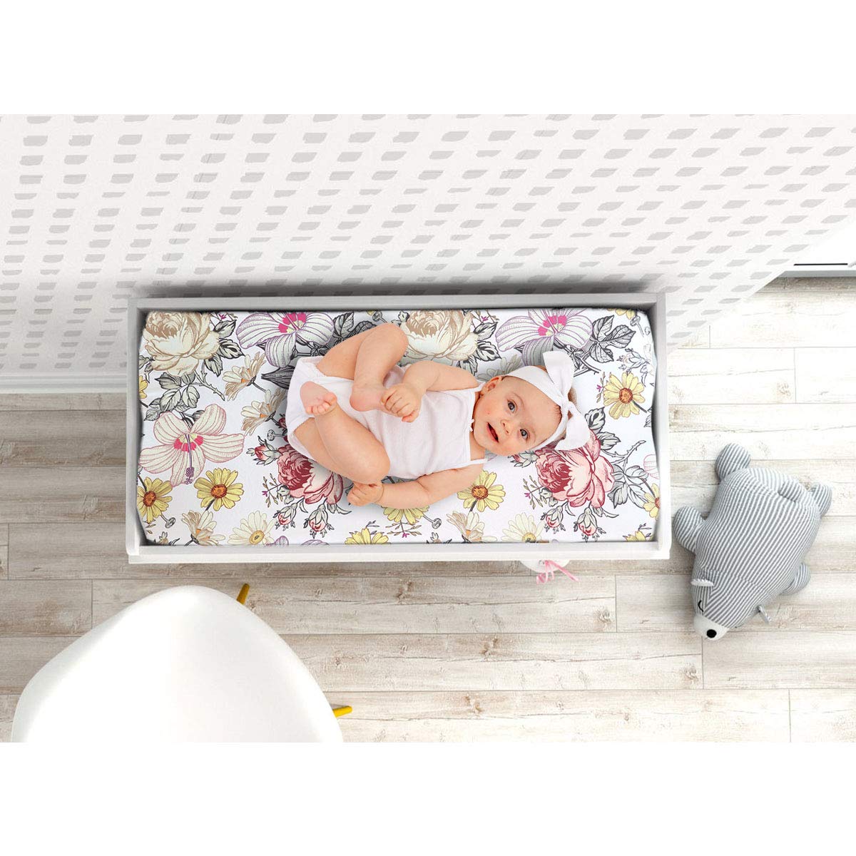 HNHUAMING floral changing pad cover soft texture helps baby relax