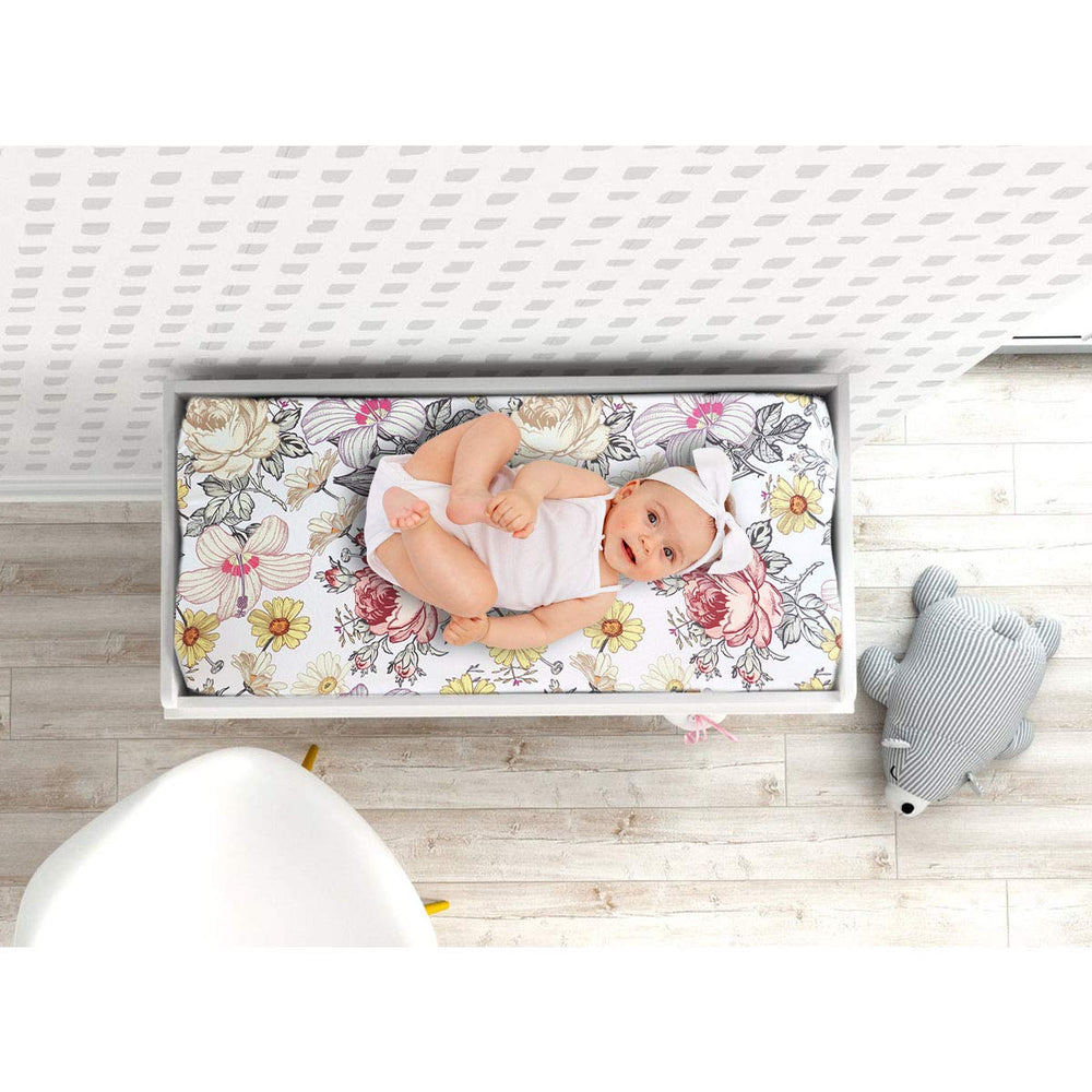 HNHUAMING floral changing pad cover soft texture helps baby relax