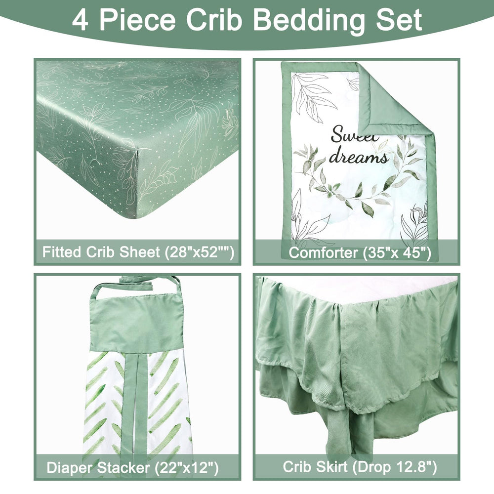 HNHUAMING Green Leaf crib sheet provides secure elastic fit for snug mattress