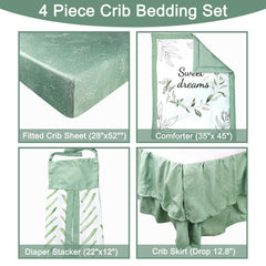 HNHUAMING Green Leaf crib sheet provides secure elastic fit for snug mattress