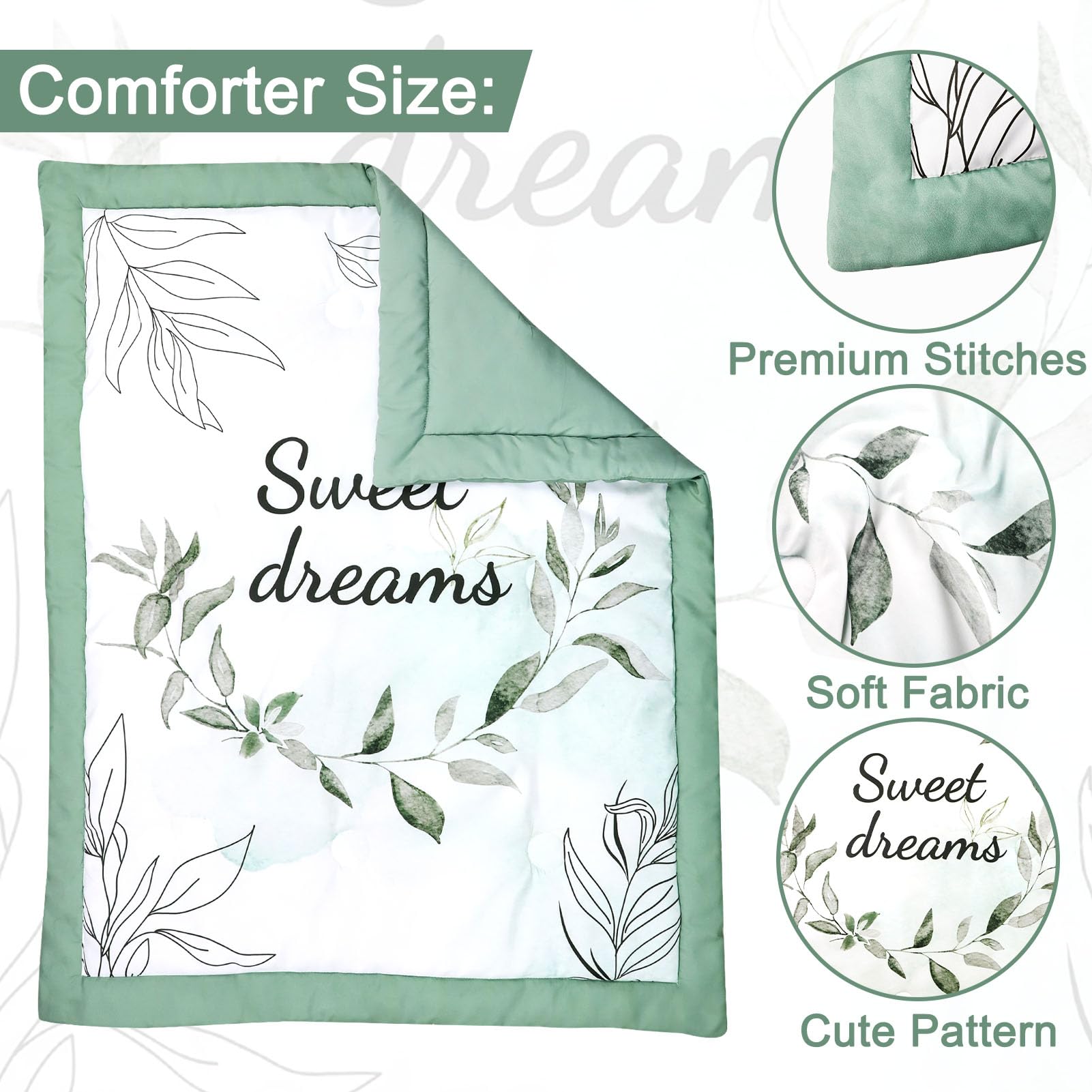 HNHUAMING Green Leaf crib skirt adds soft, coordinated nursery decor