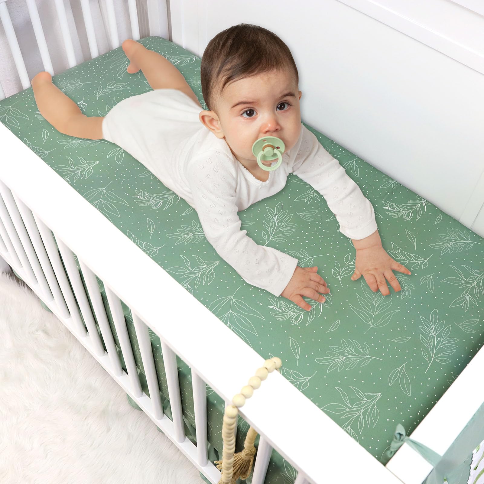 HNHUAMING Green Leaf sage tones suit modern neutral nurseries