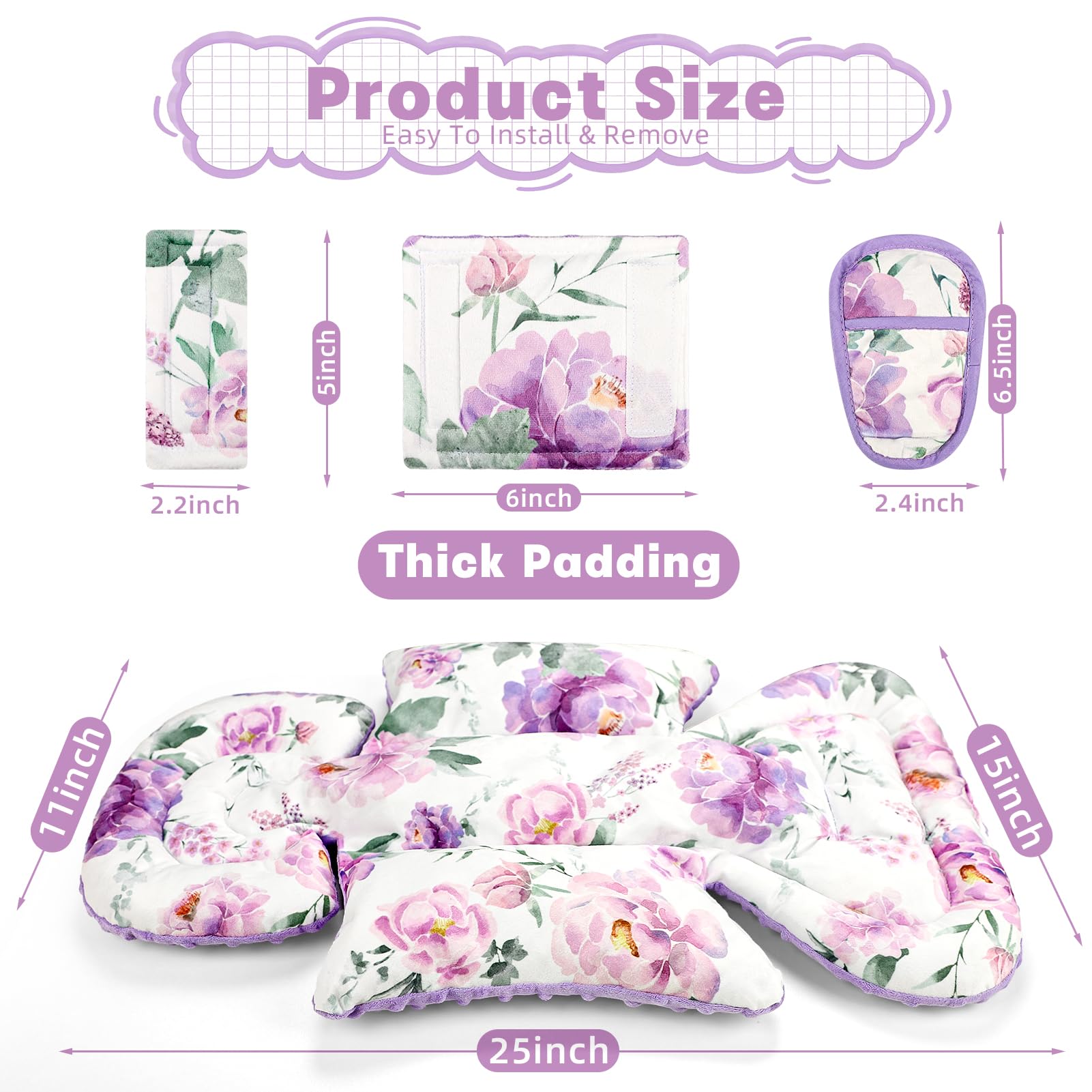 HNHUAMING car seat insert is machine washable for quick cleanup.
