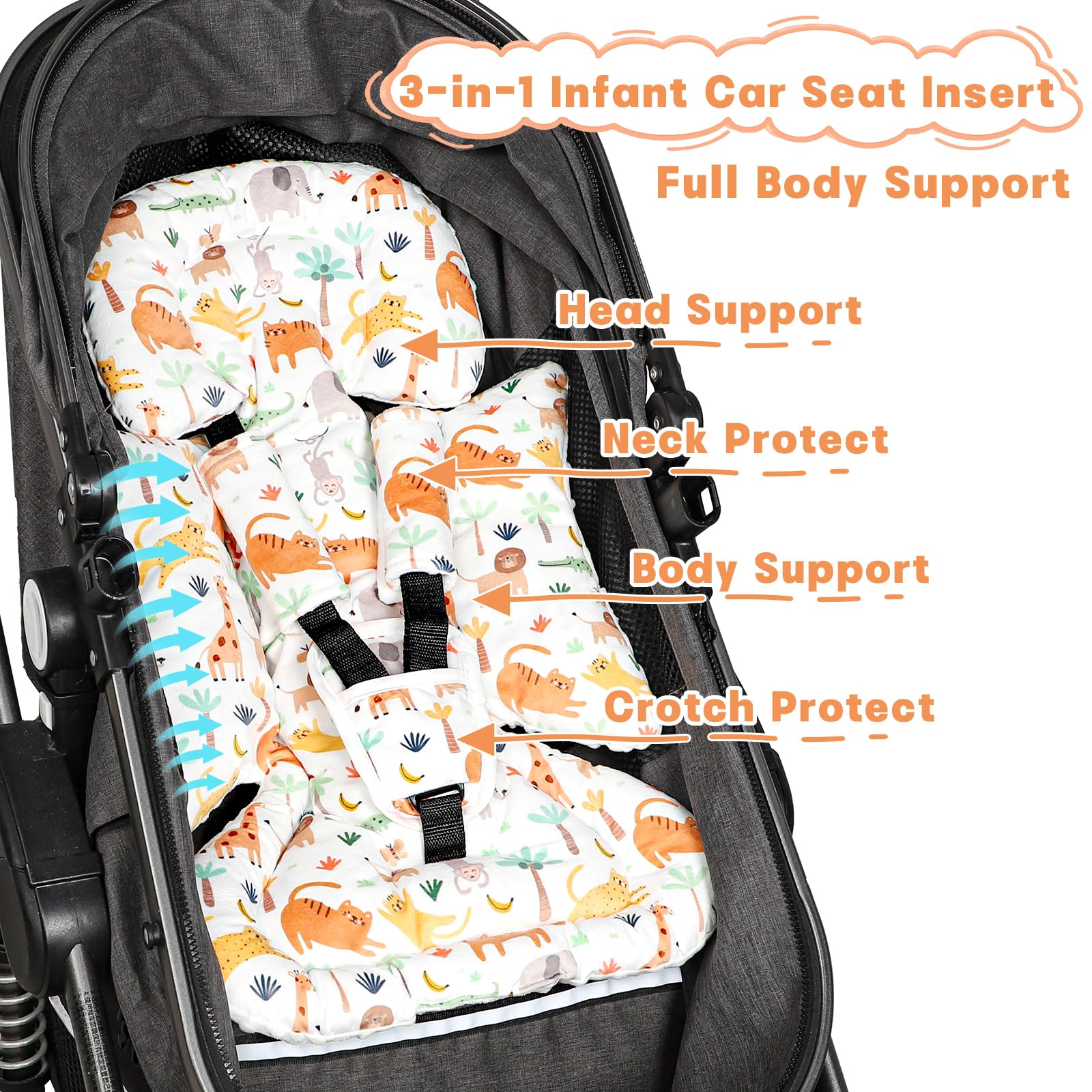 HNHUAMING machine-washable car seat insert easy to clean