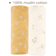 HNHUAMING Daisy Floral crib sheets on crib mattress with secure 360-degree elastic.