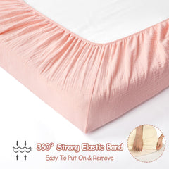 HNHUAMING neutral pink and beige pattern adds calm, gender-neutral styling to nursery linens