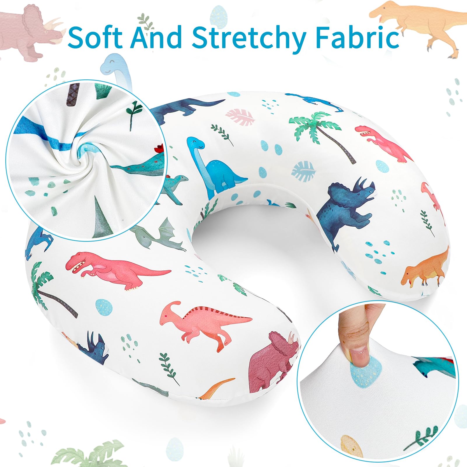 HNHUAMING dinosaur-pattern cover on nursing pillow, vibrant and kid-friendly
