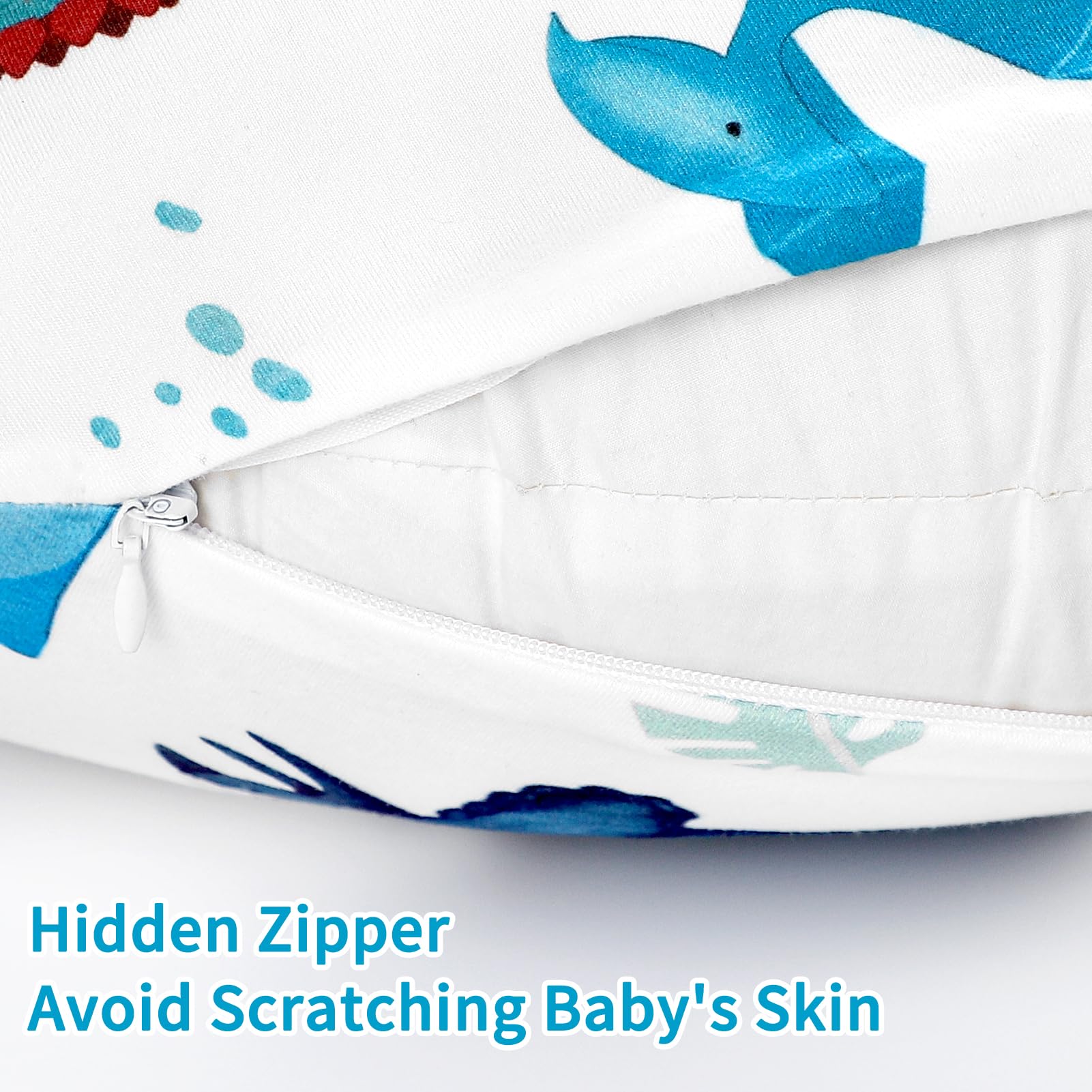Hidden zipper on HNHUAMING nursing pillow cover for skin-safe closure