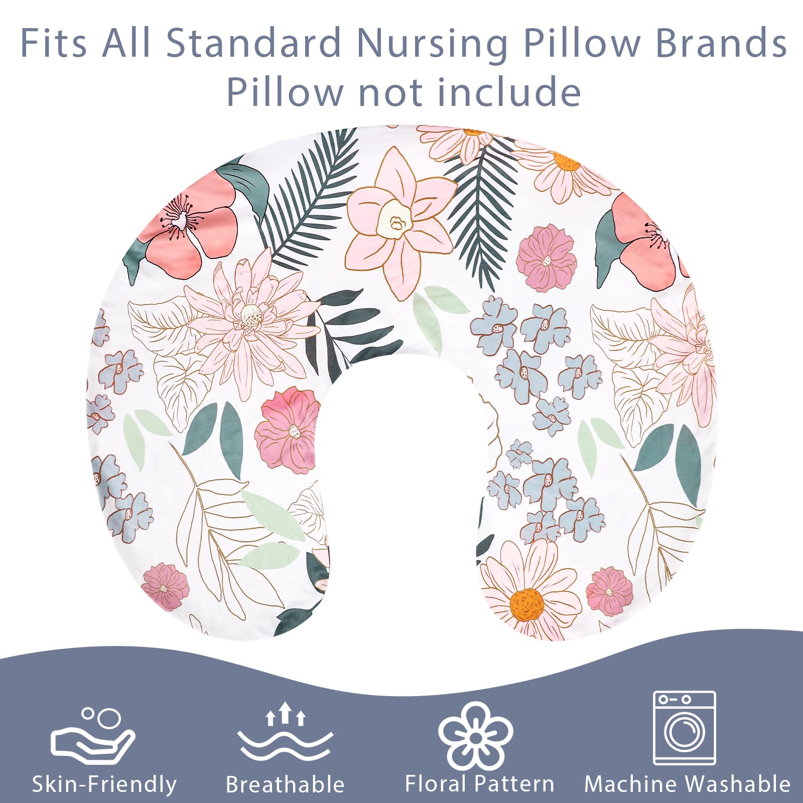 HNHUAMING nursing pillow cover showing large zipper for easy installation and removal