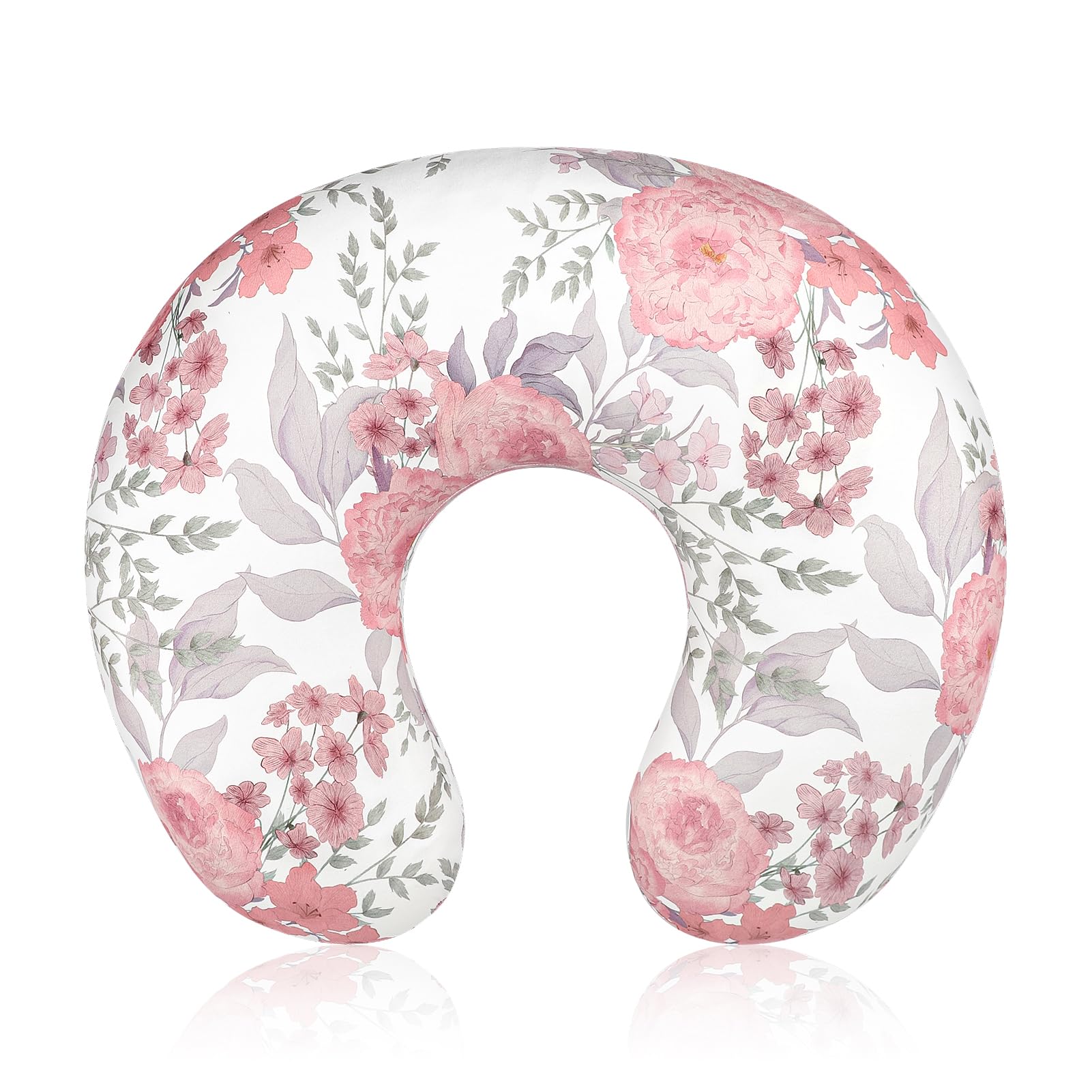 HNHUAMING nursing pillow cover in pink floral pattern for a cozy feeding experience.