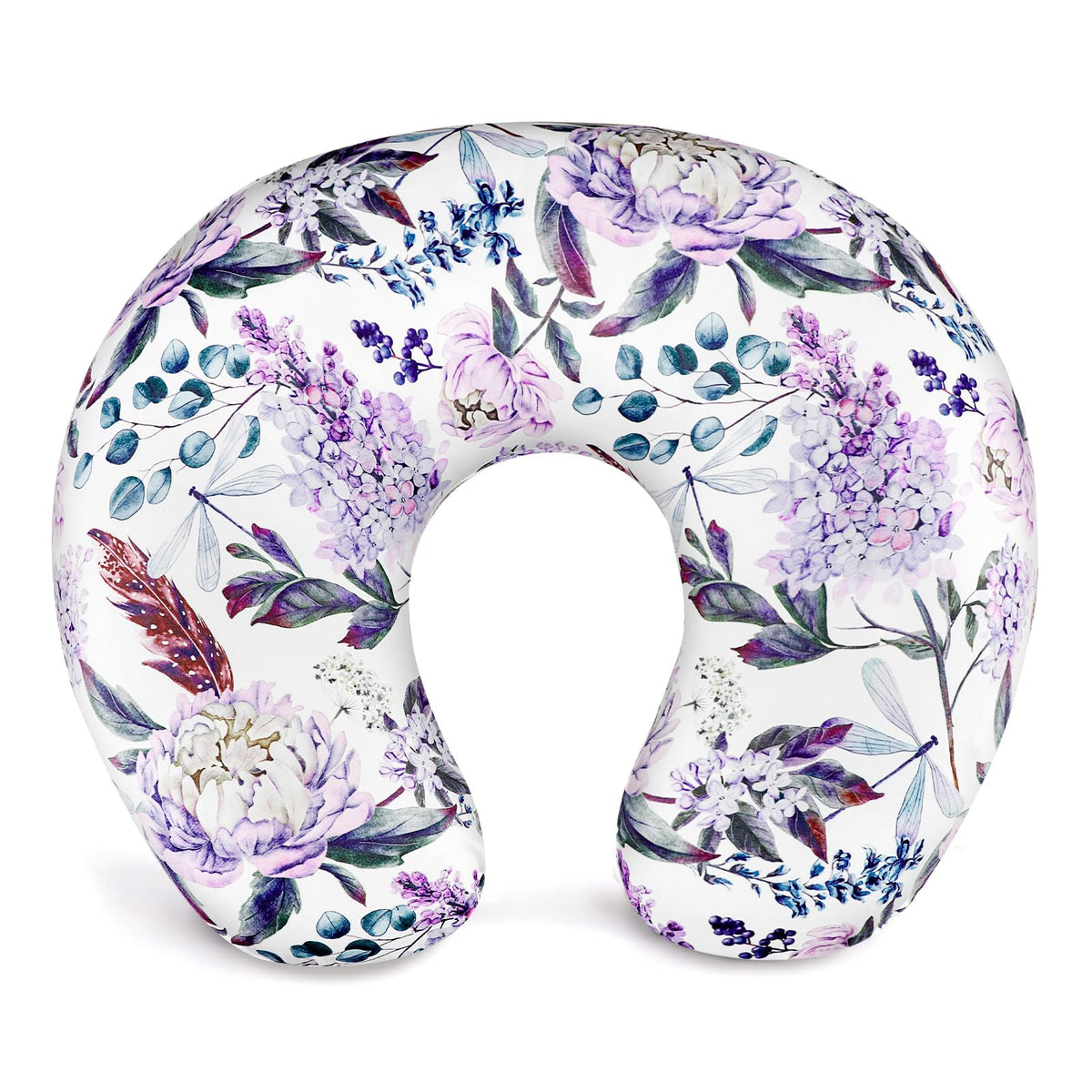 HNHUAMING purple flower nursing pillow cover front view for cozy baby snuggling.