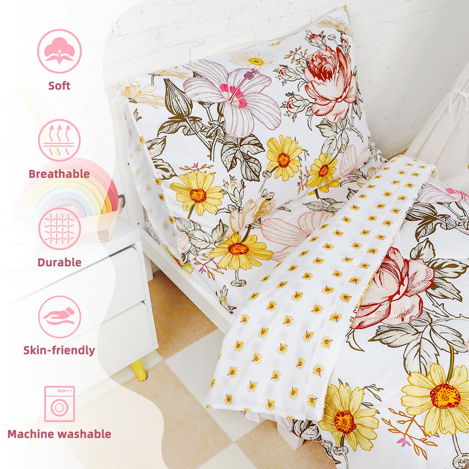 HNHUAMING flat sheet with delicate floral print for breathable comfort