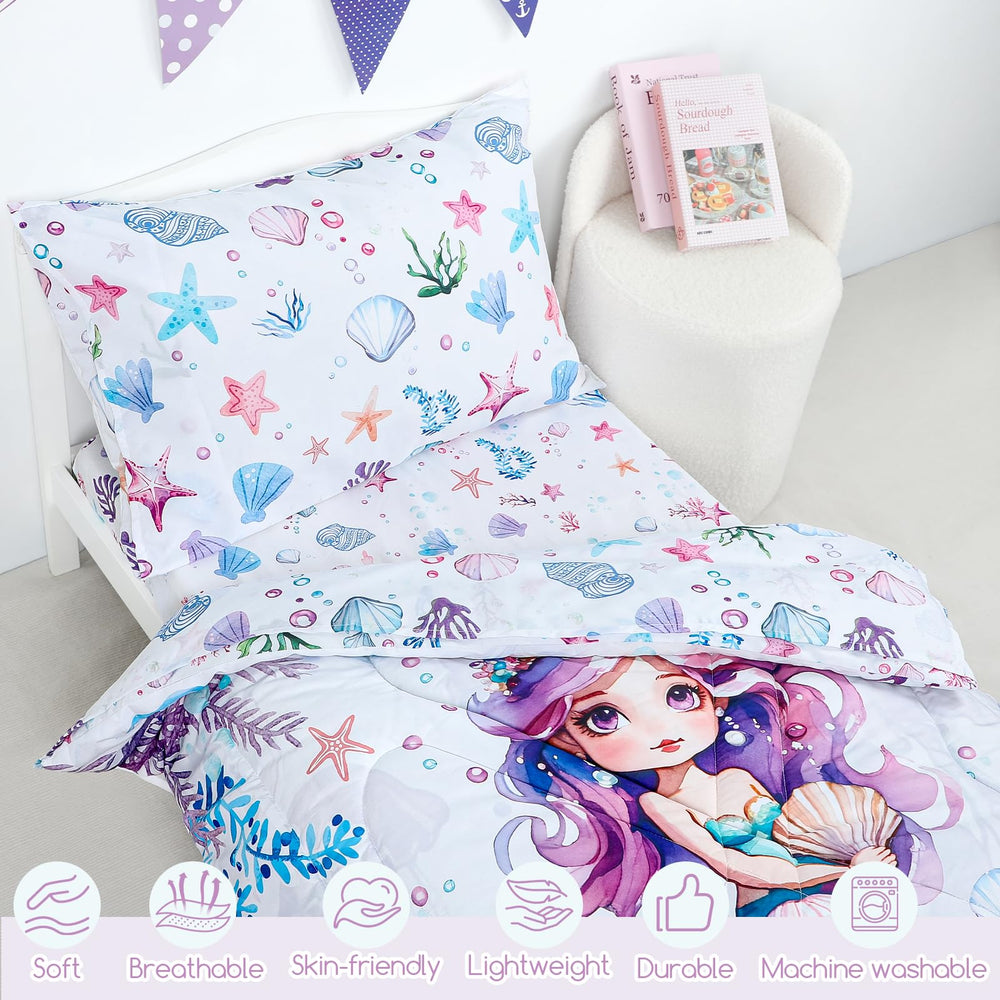 HNHUAMING toddler bedding mermaid design on sheets promotes imaginative bedtime.